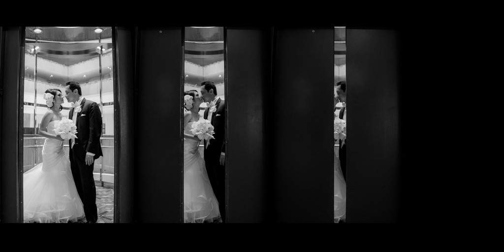 a perfectly timed kiss at the Hyatt O'Hare 